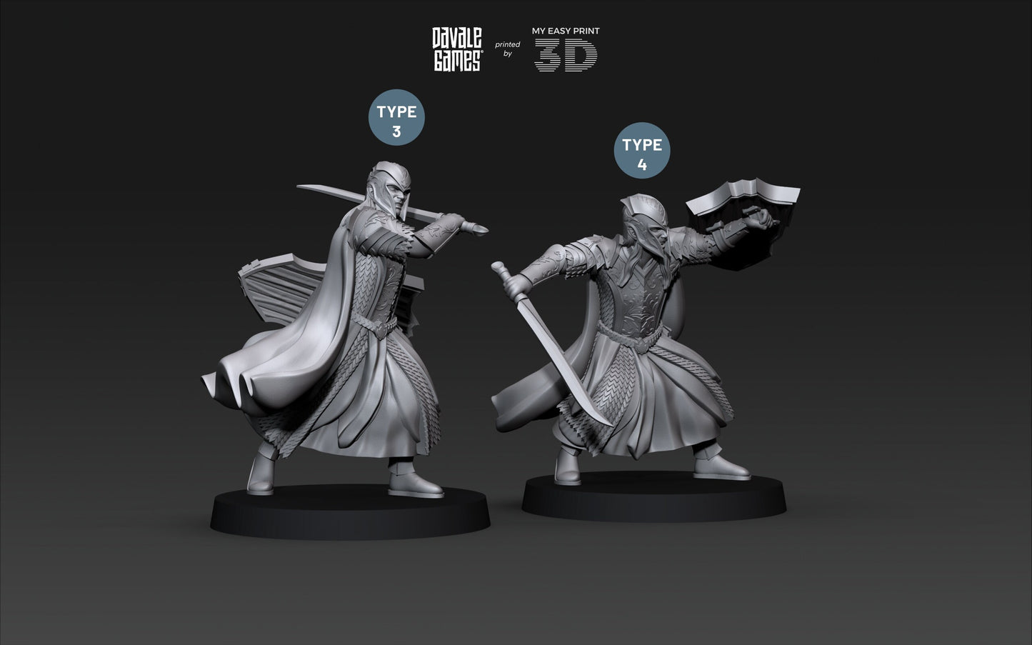 Armoured Wood Elf with Sword - Davale Games - 3D Printed with high quality resin for LOTR/D&D games