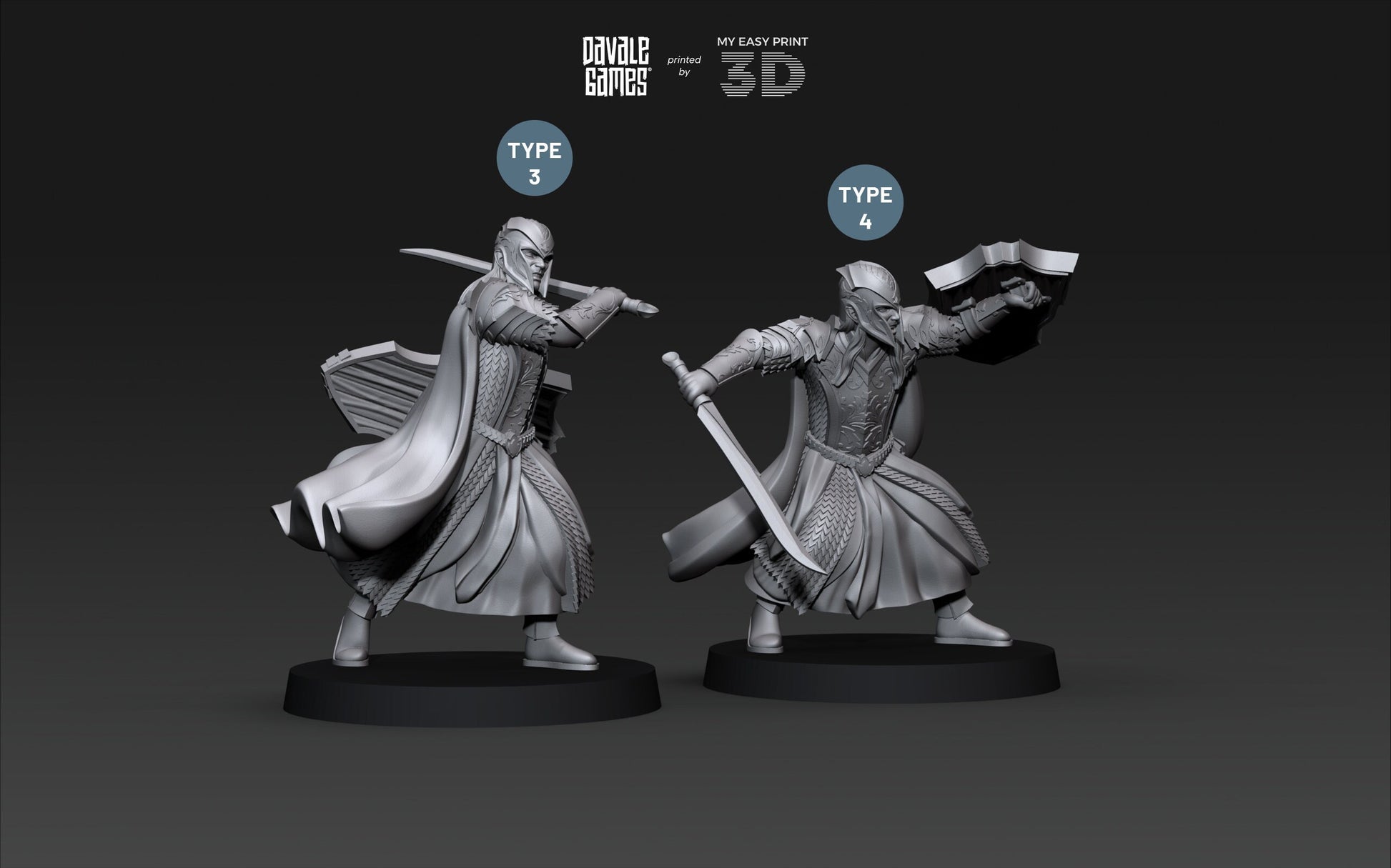 Armoured Wood Elf with Sword - Davale Games - 3D Printed with high quality resin for LOTR/D&D games