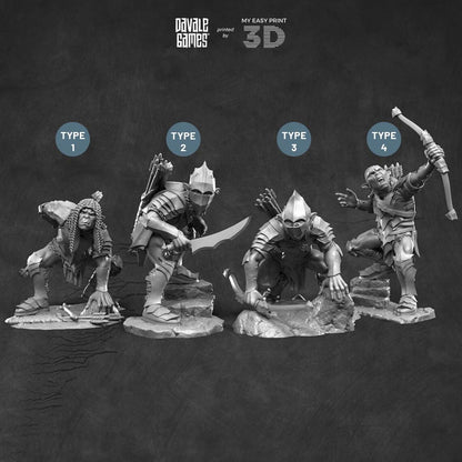 Archers - Goblins of the cave - Davale Games - 3D Printed with high quality resin for LOTR/D&D games