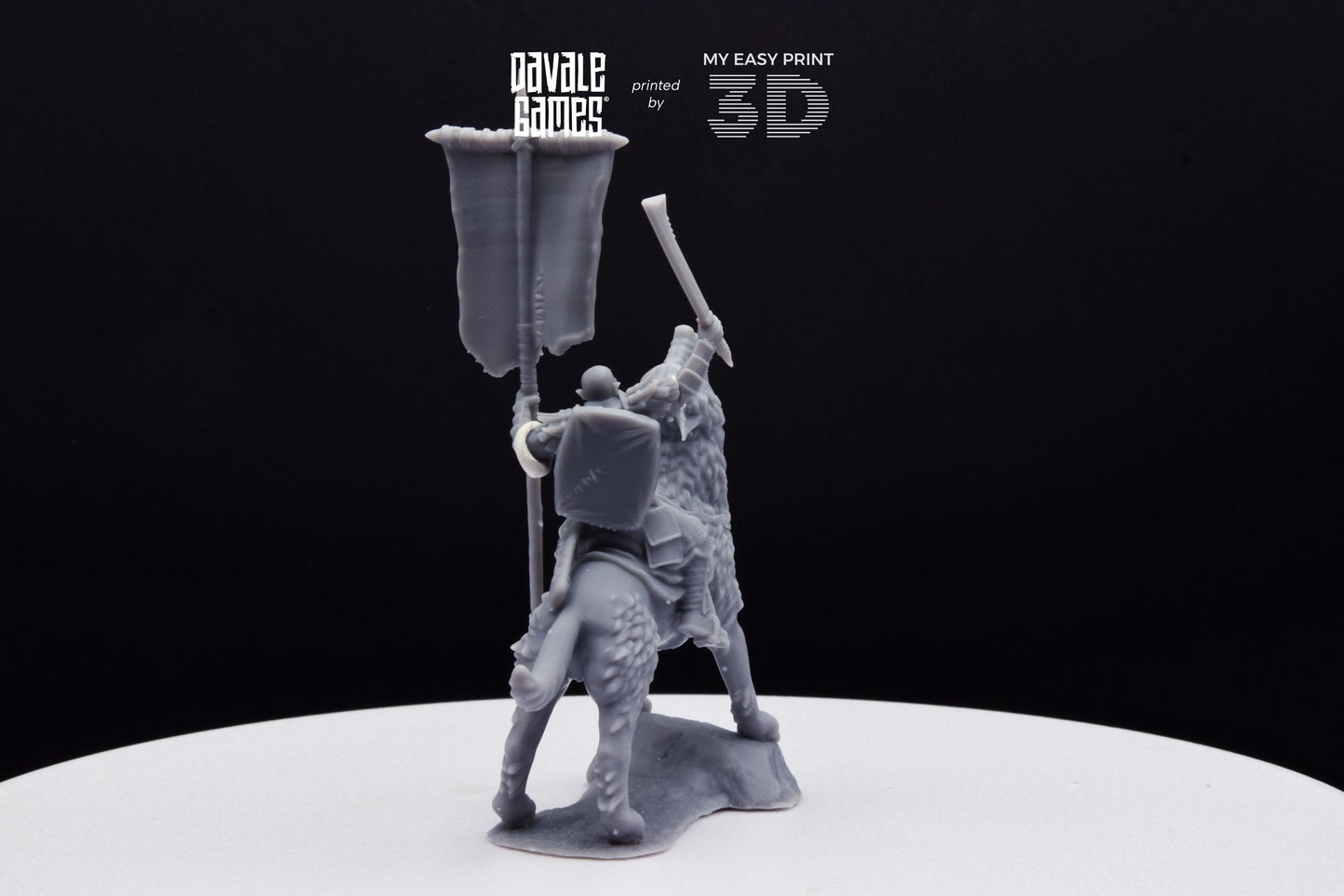 Warg Rider with Banner - Mounted - Davale Games - 3D Printed with high quality resin for LOTR/D&D games