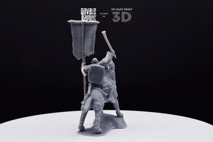Warg Rider with Banner - Mounted - Davale Games - 3D Printed with high quality resin for LOTR/D&D games