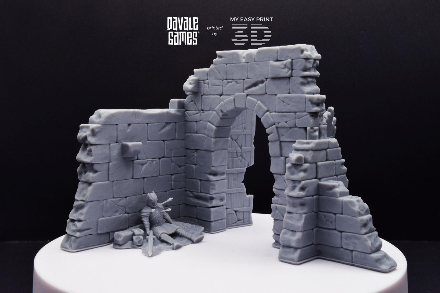 Grey Castle Scenery with Casualties [Ver.1 + Ver.2] - Davale Games - 3D Printed with high quality resin for LOTR/D&D games