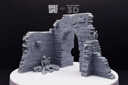 Grey Castle Scenery with Casualties [Ver.1 + Ver.2] - Davale Games - 3D Printed with high quality resin for LOTR/D&D games