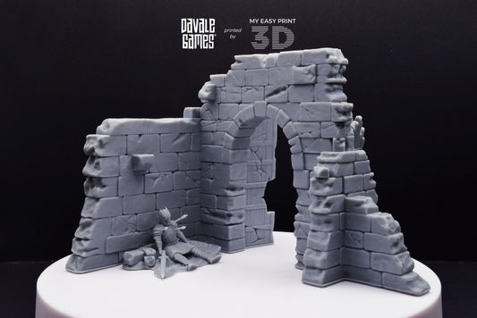 Grey Castle Scenery with Casualties [Ver.1 + Ver.2] - Davale Games - 3D Printed with high quality resin for LOTR/D&D games