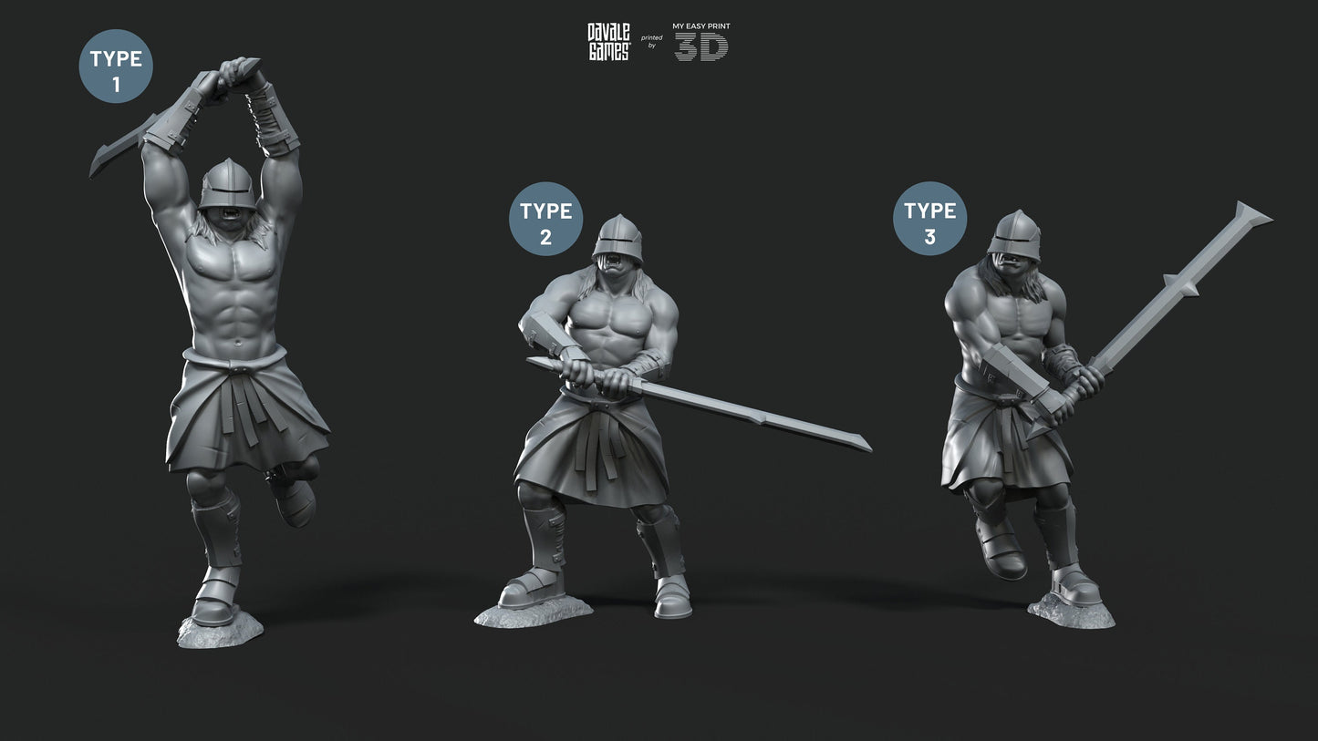 Blood-Handed Bersekers - Davale Games - 3D Printed with high quality resin for LOTR/D&D games