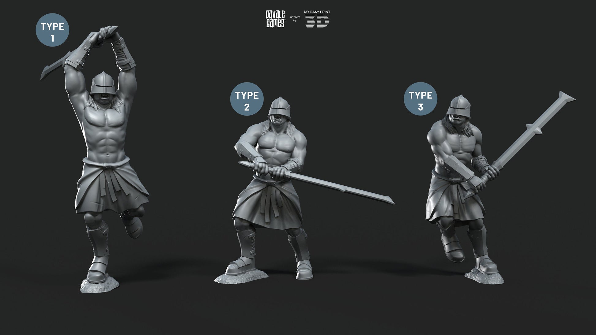 Blood-Handed Bersekers - Davale Games - 3D Printed with high quality resin for LOTR/D&D games
