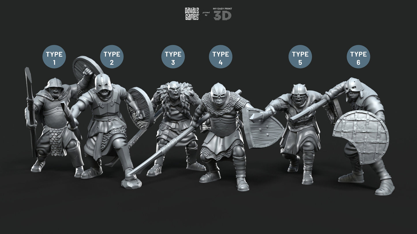 Mörlok Orcs with Spear - Davale Games - 3D Printed with high quality resin for LOTR/D&D games