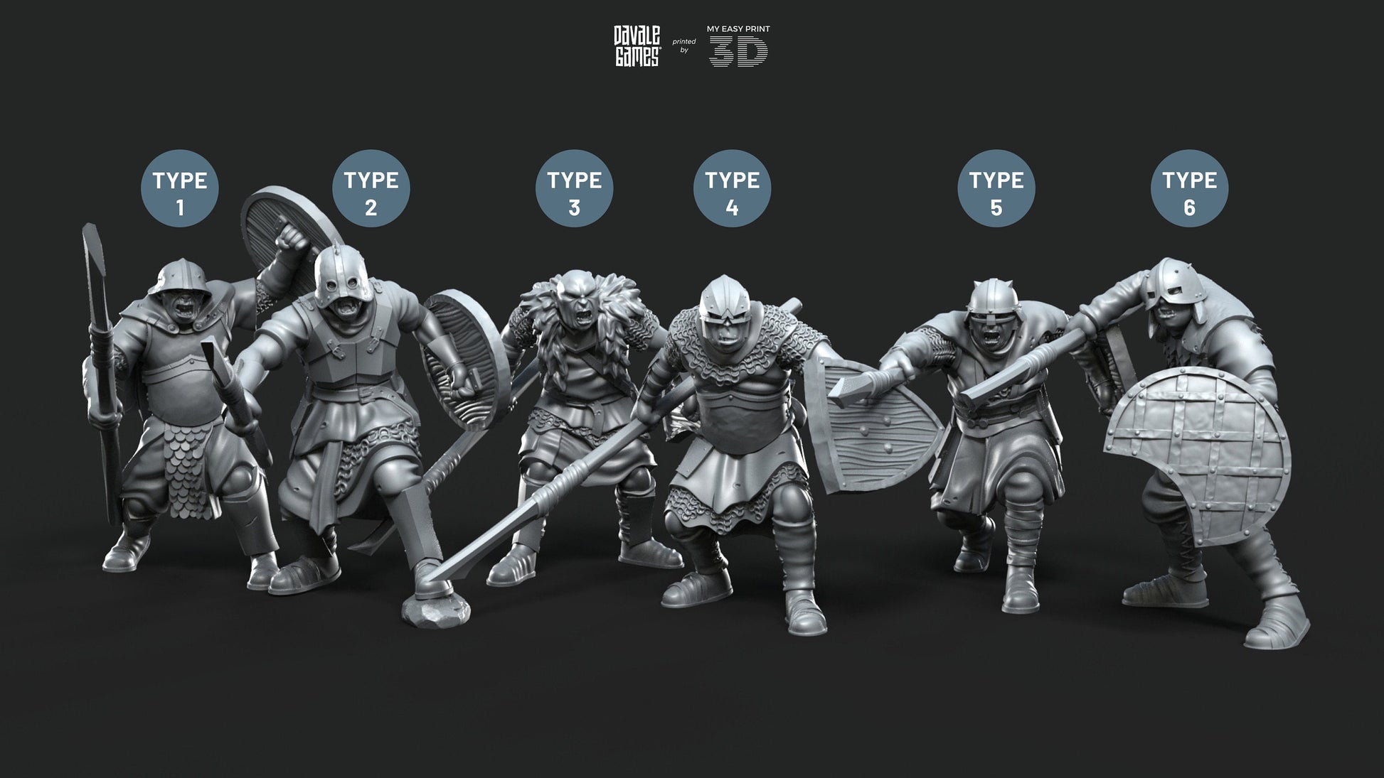Mörlok Orcs with Spear - Davale Games - 3D Printed with high quality resin for LOTR/D&D games