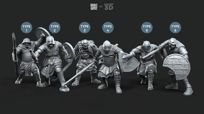 Mörlok Orcs with Spear - Davale Games - 3D Printed with high quality resin for LOTR/D&D games