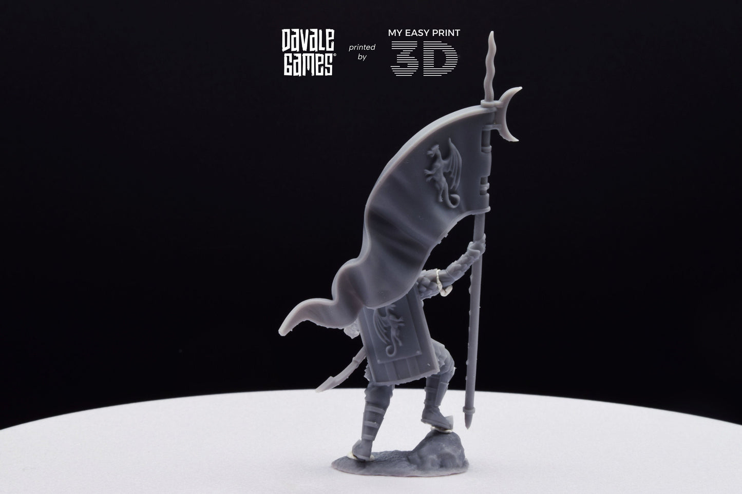 Dragon Army Banner on Foot - Davale Games - 3D Printed with high quality resin for LOTR/D&D games