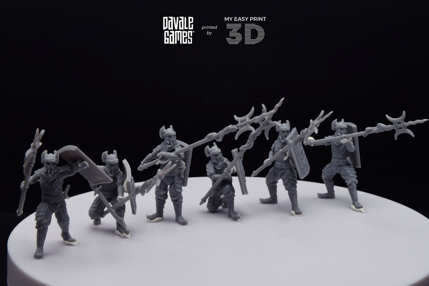 Dragon Army Long Spear Warriors - Davale Games - 3D Printed with high quality resin for LOTR/D&D games