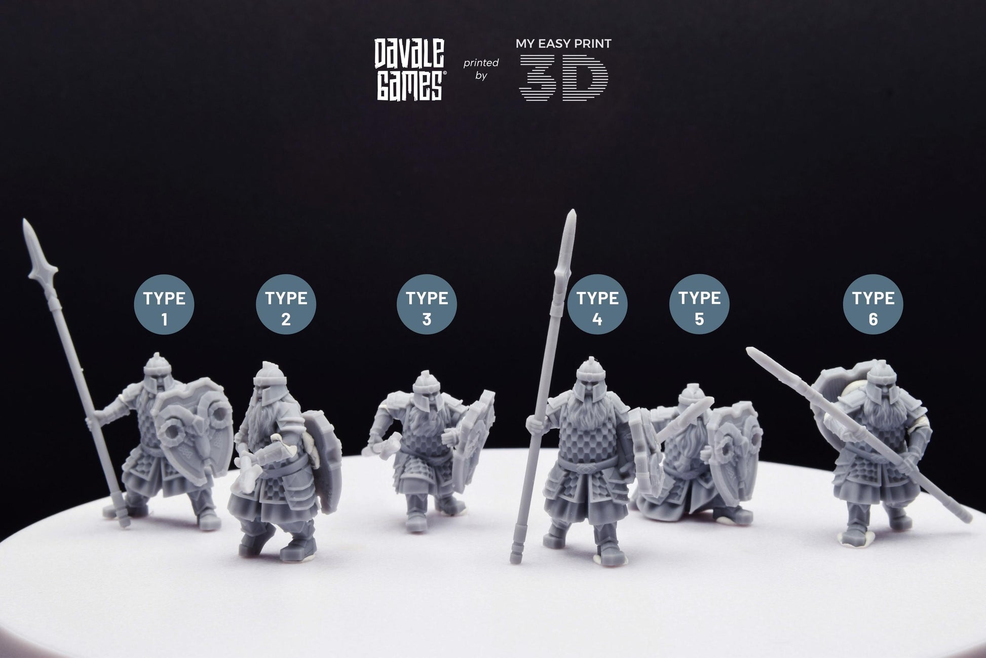 Silver Goat Dwarf Spearman - Davale Games - 3D Printed with high quality resin for LOTR/D&D games