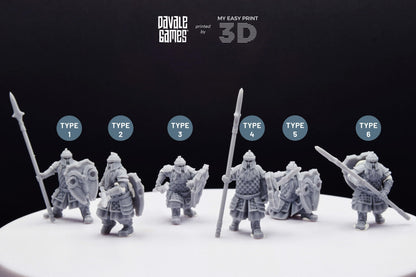 Silver Goat Dwarf Spearman - Davale Games - 3D Printed with high quality resin for LOTR/D&D games