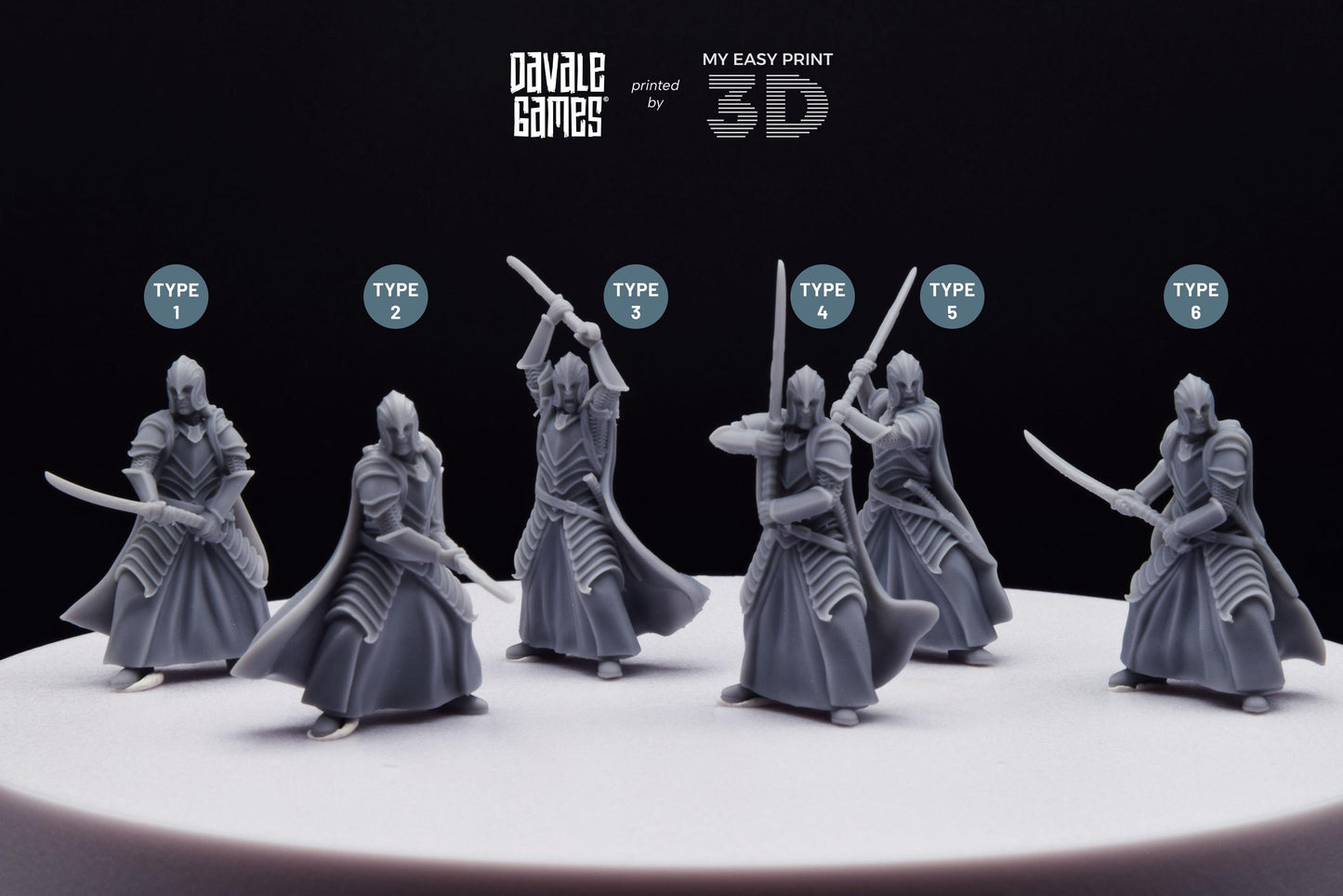Bloody Warrior Elves Swordmen (Crests included) - Davale Games - 3D Printed with high quality resin for LOTR/D&D games