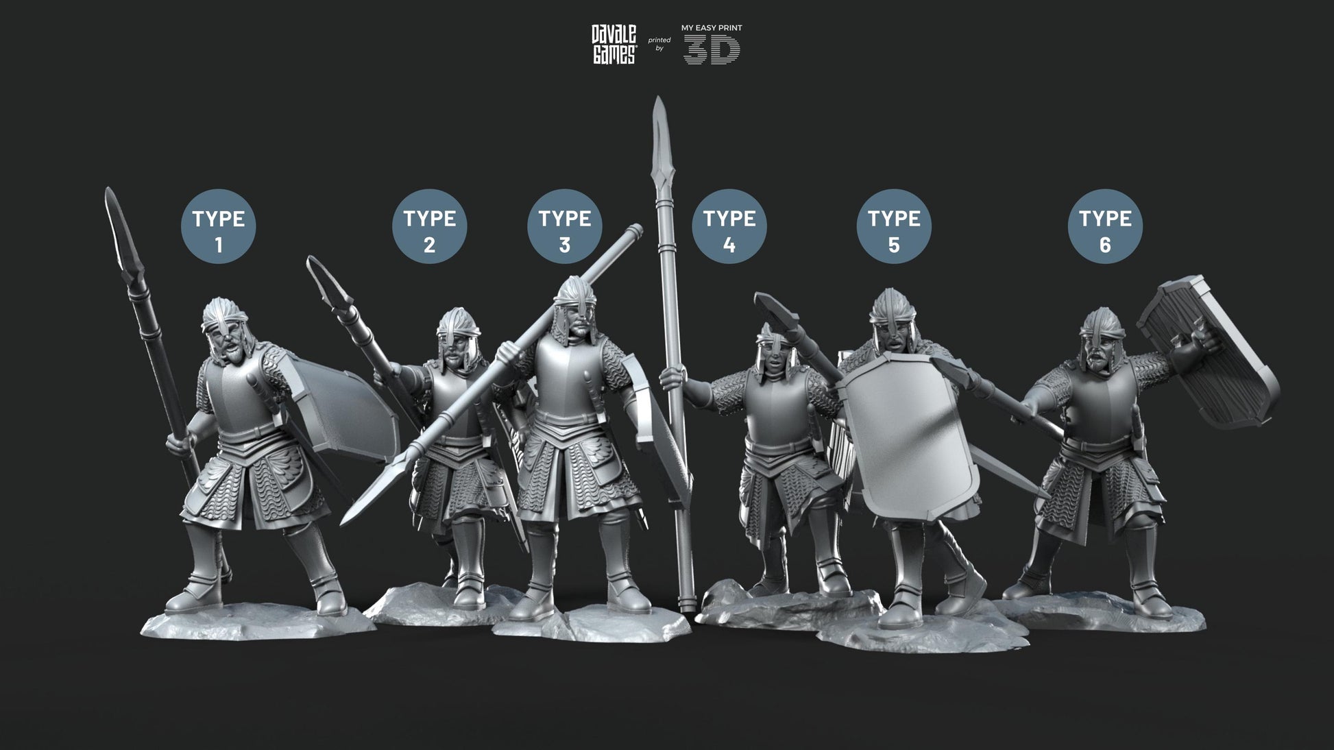 North Warriors with Spear and Shield - Davale Games - 3D Printed with high quality resin for LOTR/D&D games
