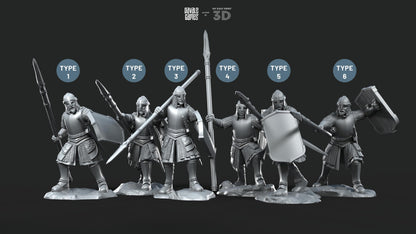North Warriors with Spear and Shield - Davale Games - 3D Printed with high quality resin for LOTR/D&D games
