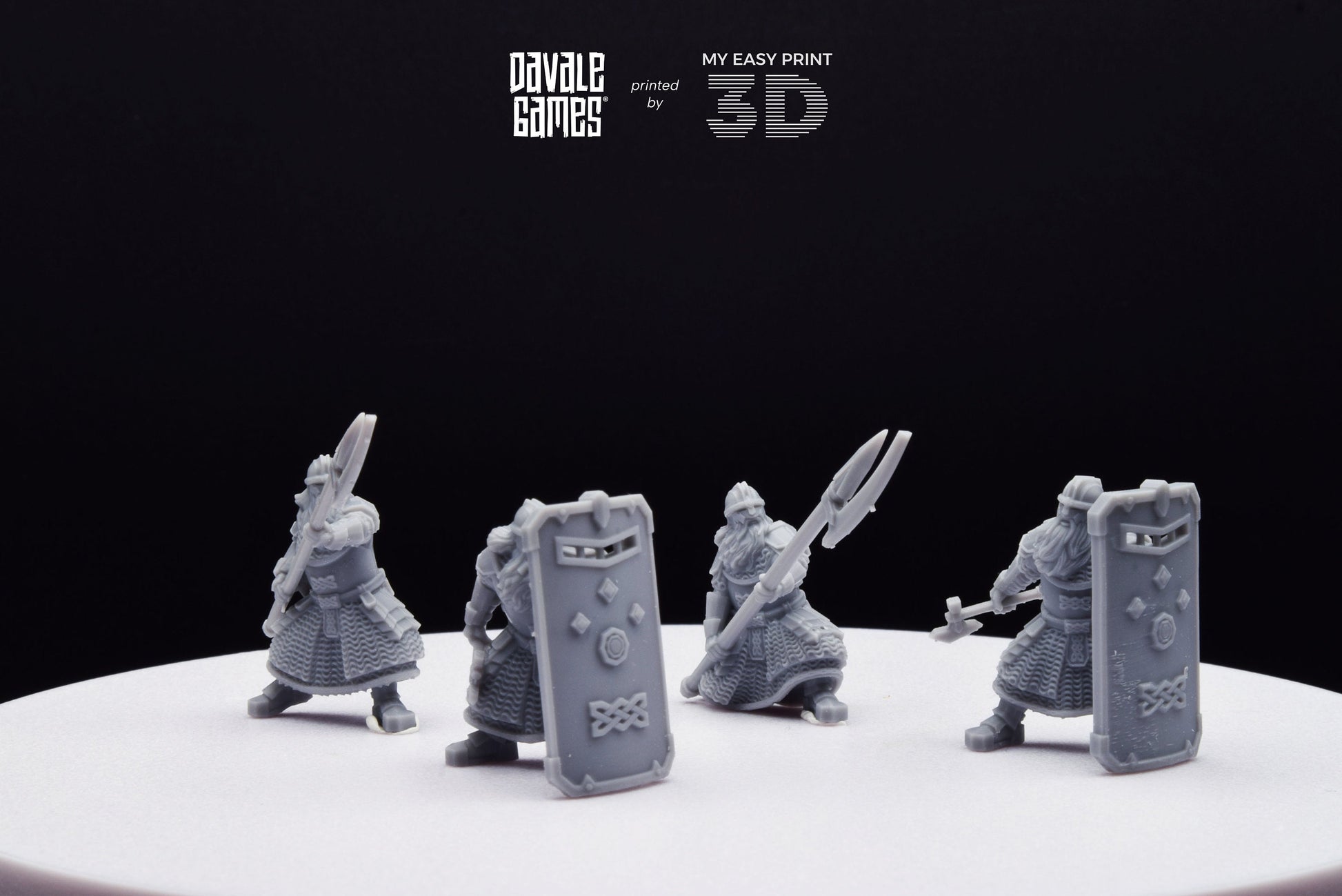 Cript Dwarf Guard Spear and Shield - Davale Games - 3D Printed with high quality resin for LOTR/D&D games