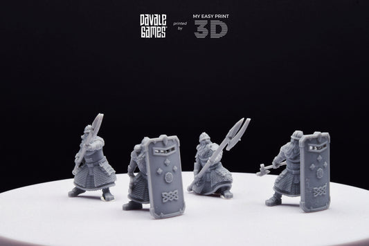 Cript Dwarf Guard Spear and Shield - Davale Games - 3D Printed with high quality resin for LOTR/D&D games