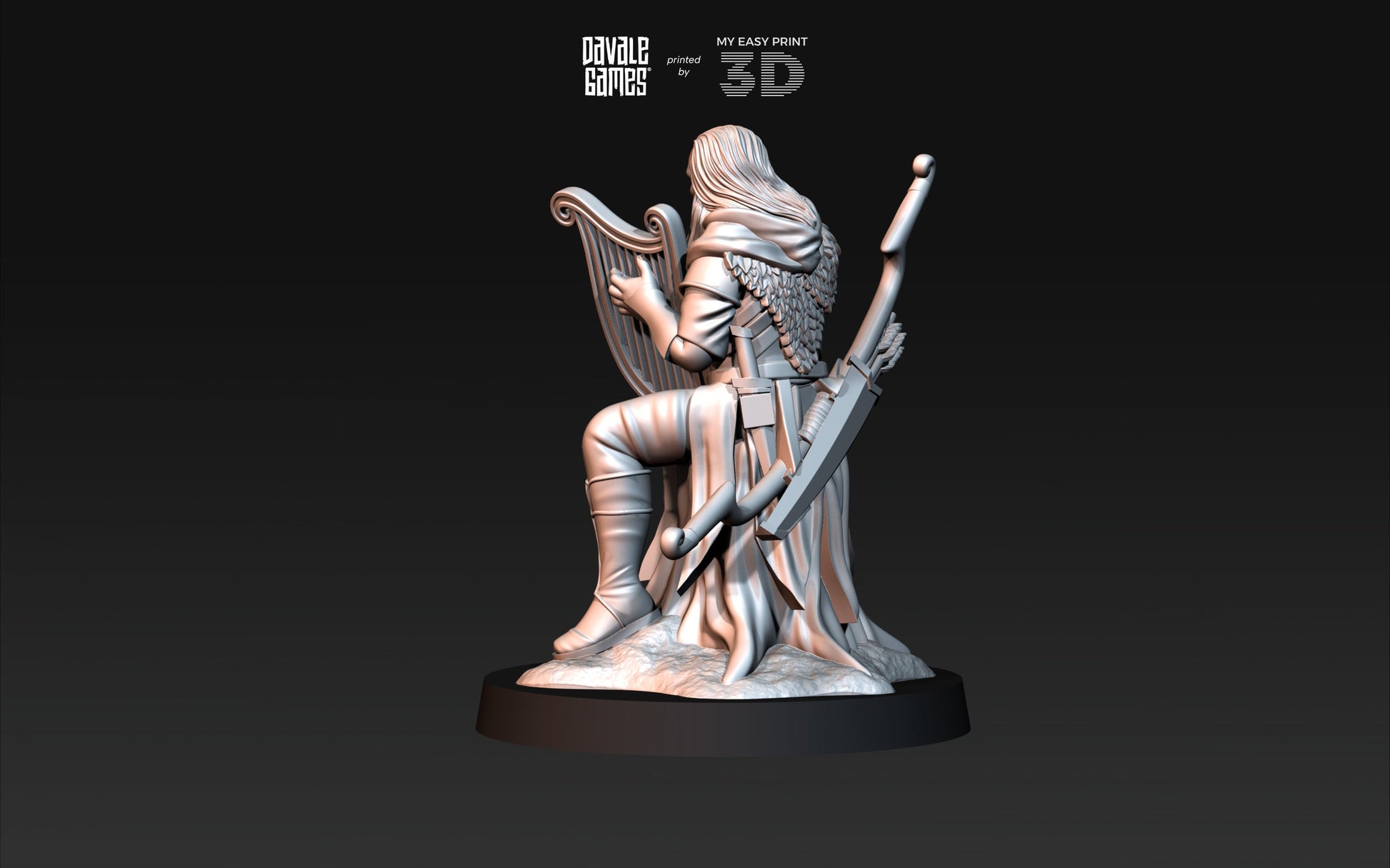 Wood Elf Musician - Davale Games - 3D Printed with high quality resin for LOTR/D&D games