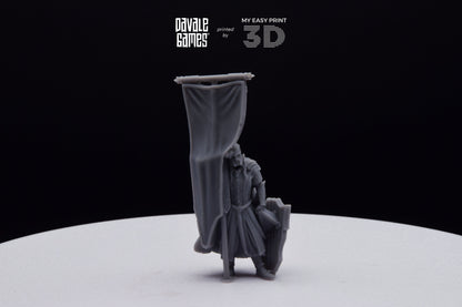 Armoured Wood Elf on Foot Banner 2 - Davale Games - 3D Printed with high quality resin for LOTR/D&D games