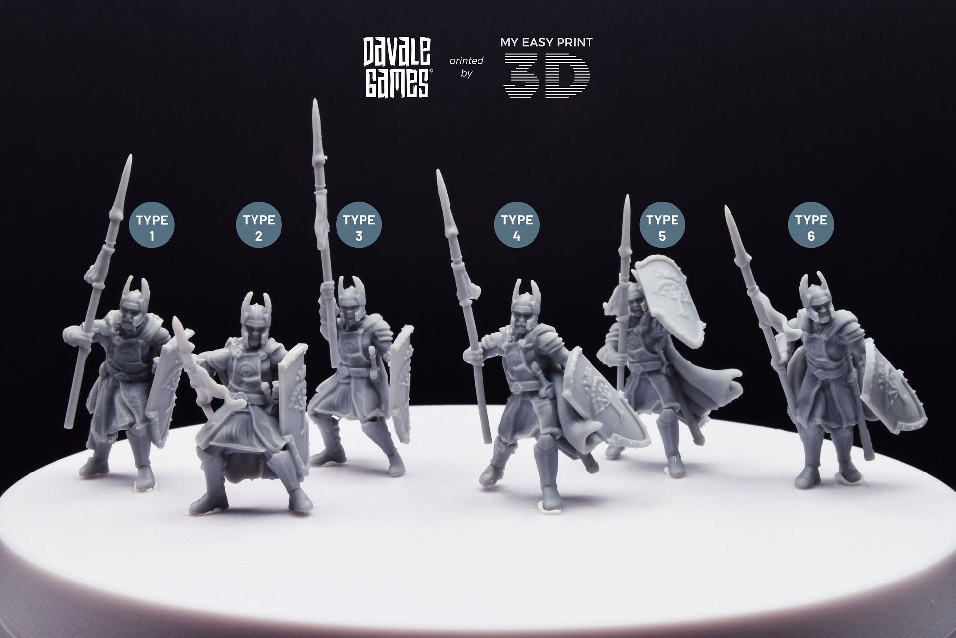 Old High Human Warriors Spearmen - Davale Games - 3D Printed with high quality resin for LOTR/D&D games