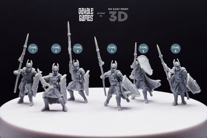 Old High Human Warriors Spearmen - Davale Games - 3D Printed with high quality resin for LOTR/D&D games