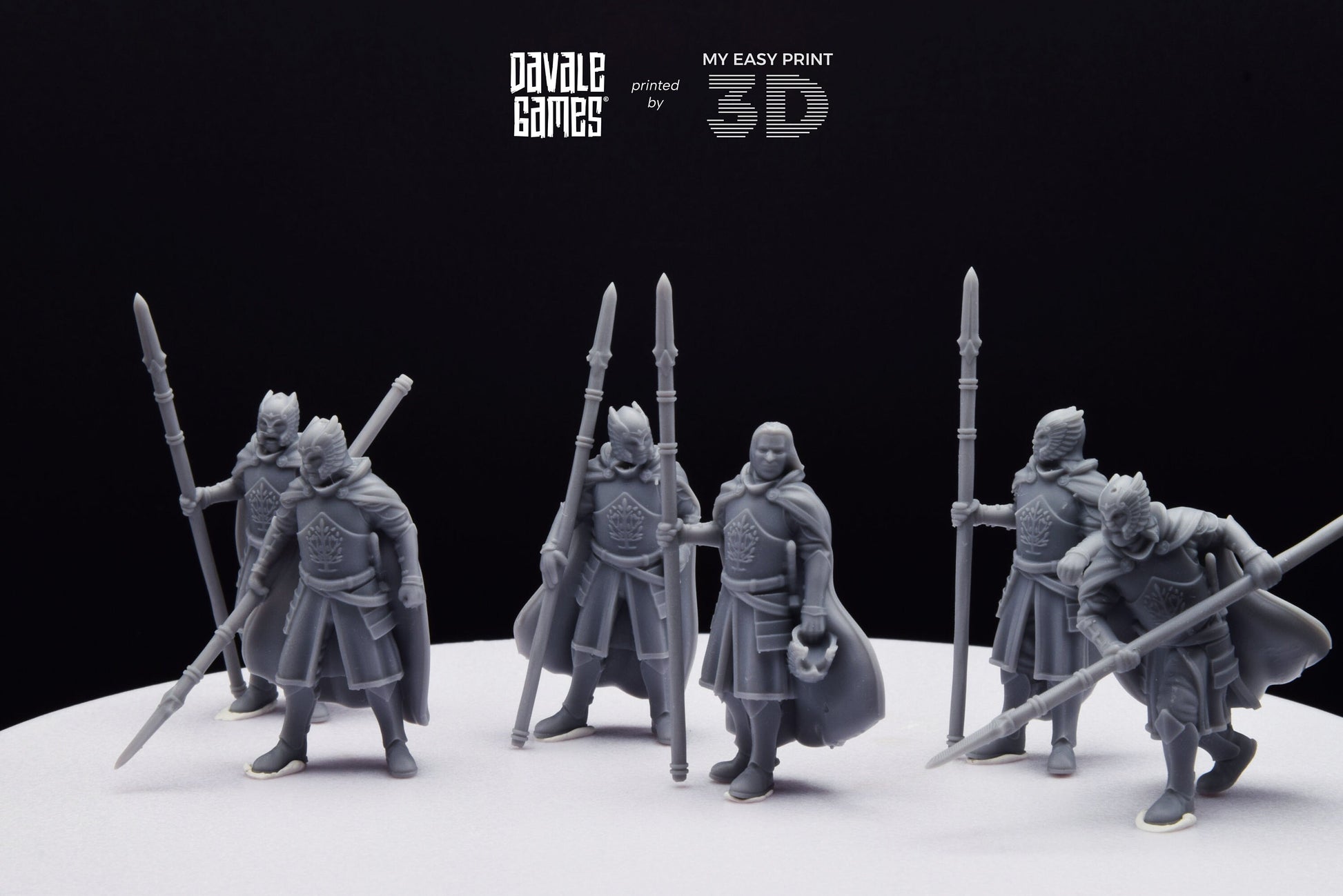 Grey Castle Court Guards with Spear - Foot - Davale Games - 3D Printed with high quality resin for LOTR/D&D games