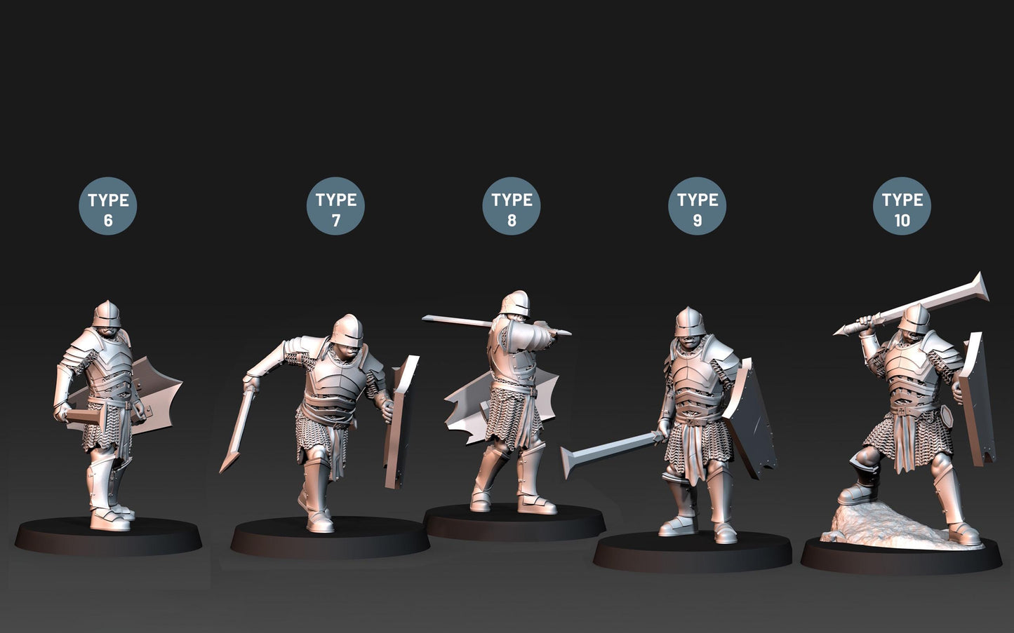 Blood-Handed Orcs with Shield and Sword - Davale Games - 3D Printed with high quality resin for LOTR/D&D games