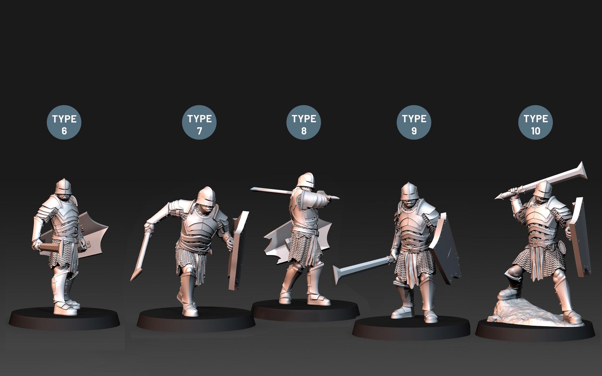 Blood-Handed Orcs with Shield and Sword - Davale Games - 3D Printed with high quality resin for LOTR/D&D games
