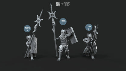 Dragon Army Long Spear Warriors - Davale Games - 3D Printed with high quality resin for LOTR/D&D games