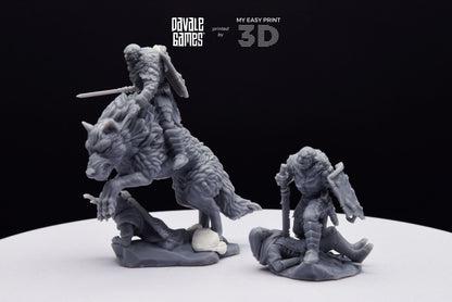 Korvog, Orc Lord Commander - Foot and Mounted - Davale Games - 3D Printed with high quality resin for LOTR/D&D games