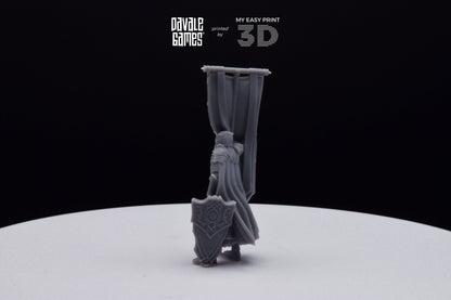 Armoured Wood Elf on Foot Banner 2 - Davale Games - 3D Printed with high quality resin for LOTR/D&D games