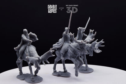 Armoured Wood Elf on Elk - Mounted - Davale Games - 3D Printed with high quality resin for LOTR/D&D games
