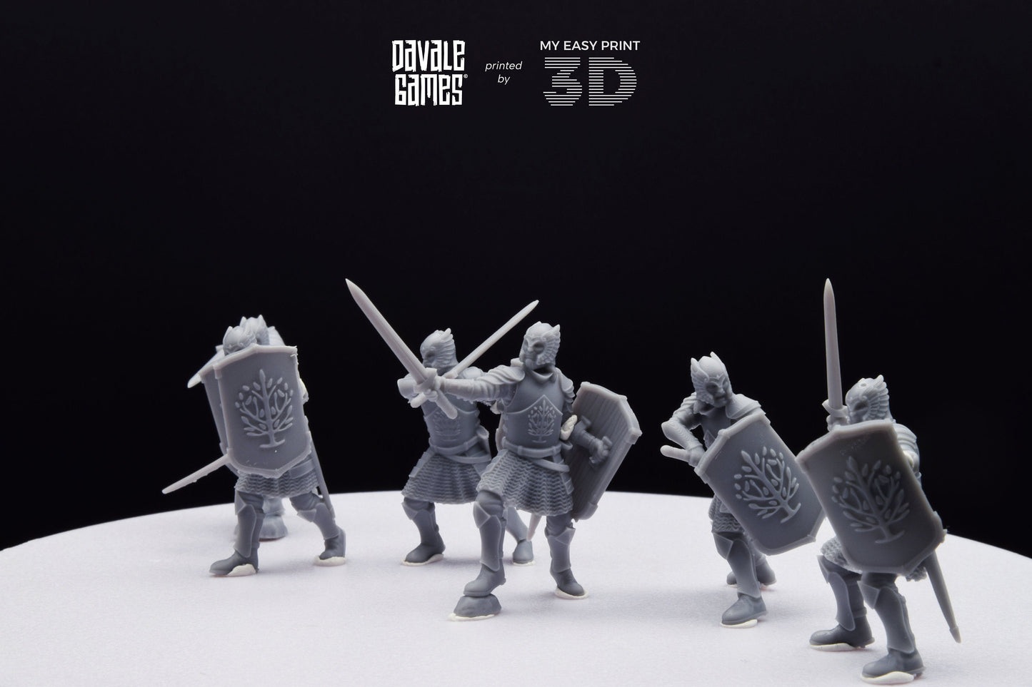 Grey Castle Warriors with swords - Davale Games - 3D Printed with high quality resin for LOTR/D&D games