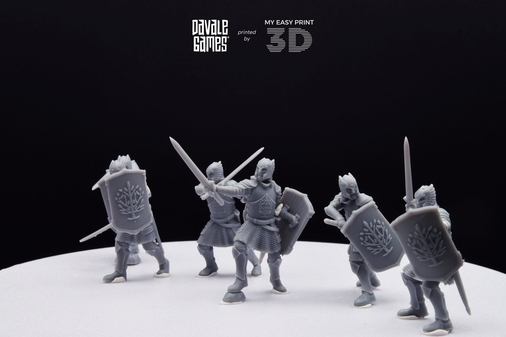 Grey Castle Warriors with swords - Davale Games - 3D Printed with high quality resin for LOTR/D&D games