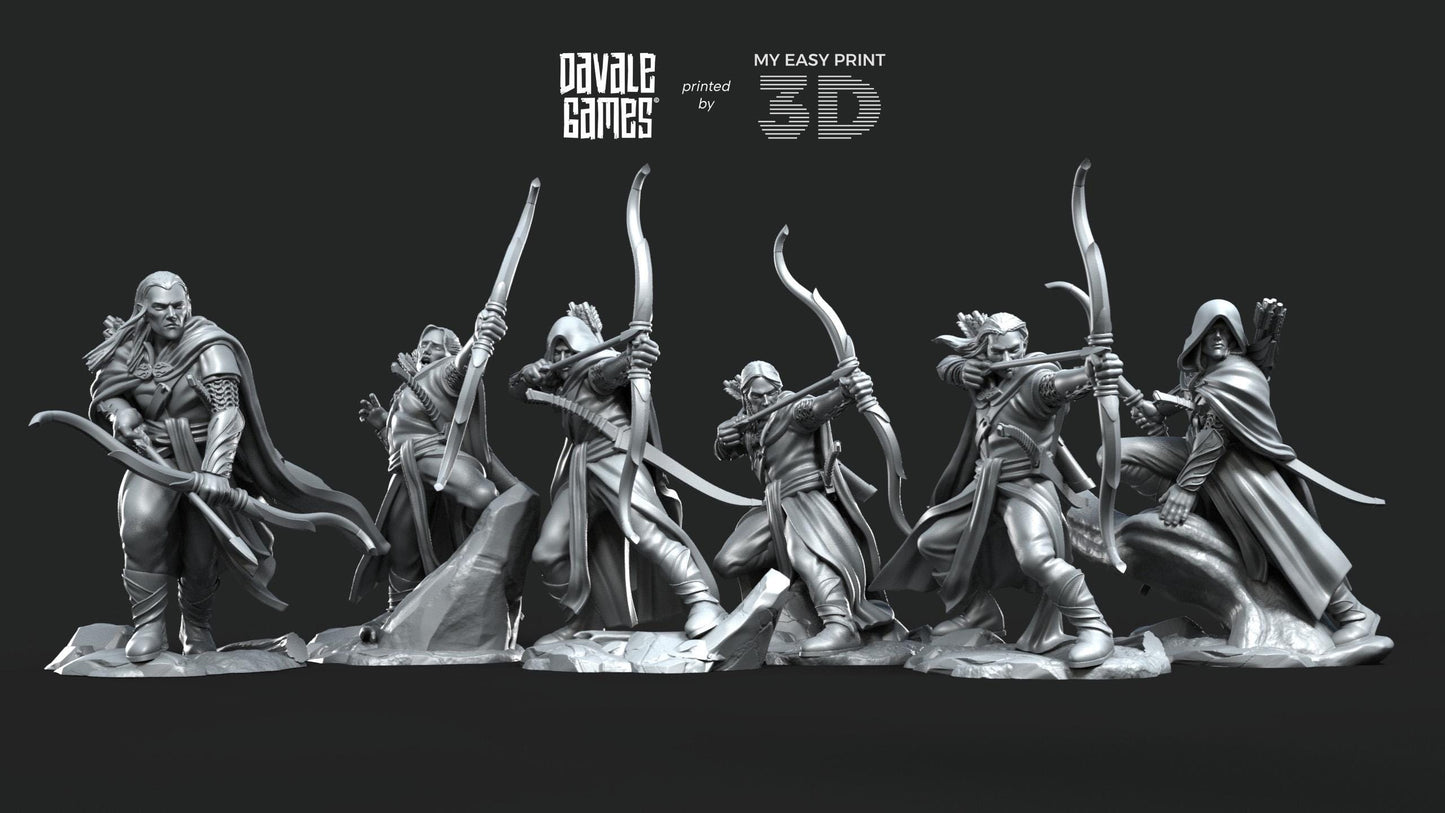 Galanthir Elves Forest Guardians with Bow - Davale Games - 3D Printed with high quality resin for LOTR/D&D games