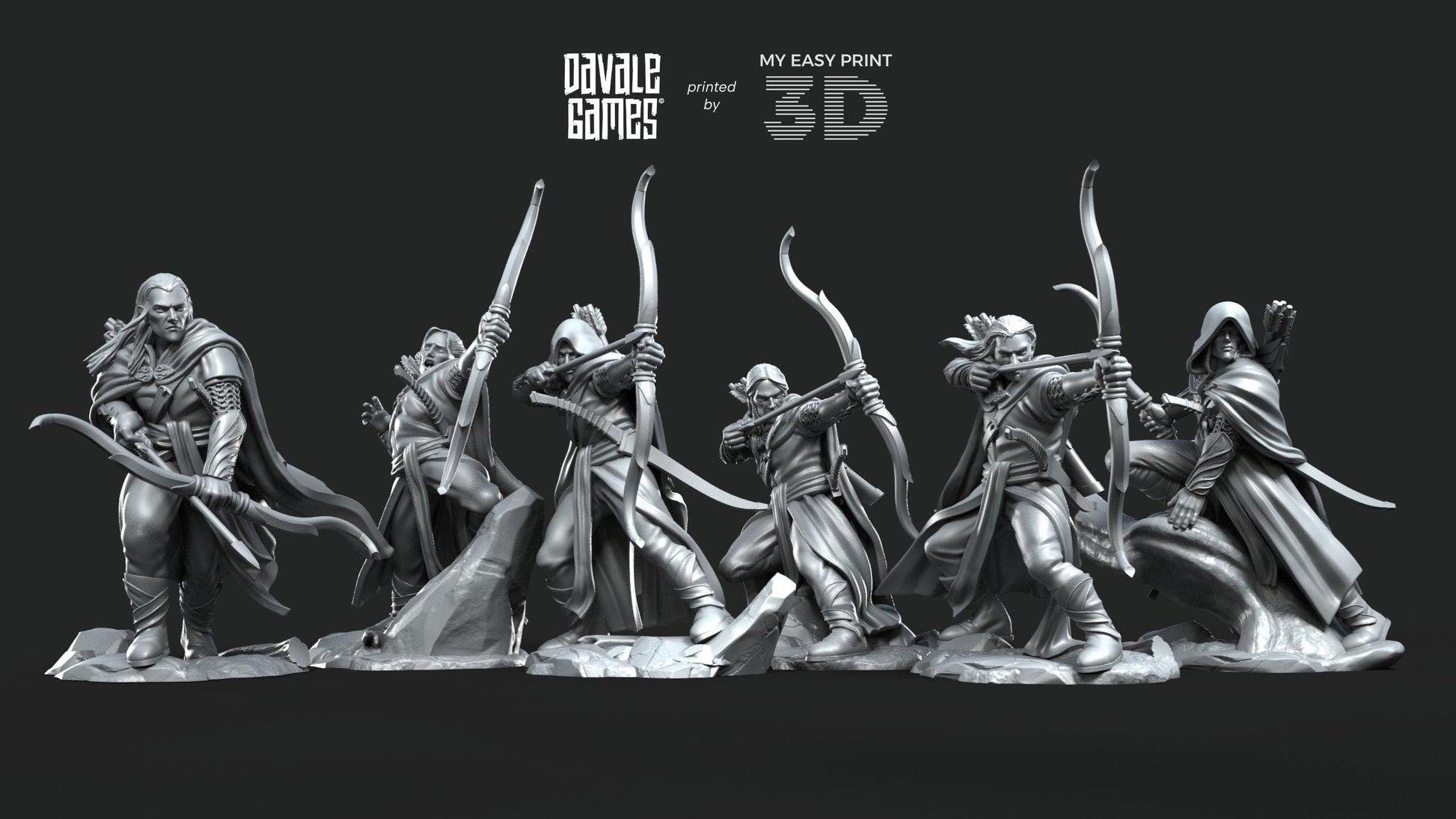 Galanthir Elves Forest Guardians with Bow - Davale Games - 3D Printed with high quality resin for LOTR/D&D games