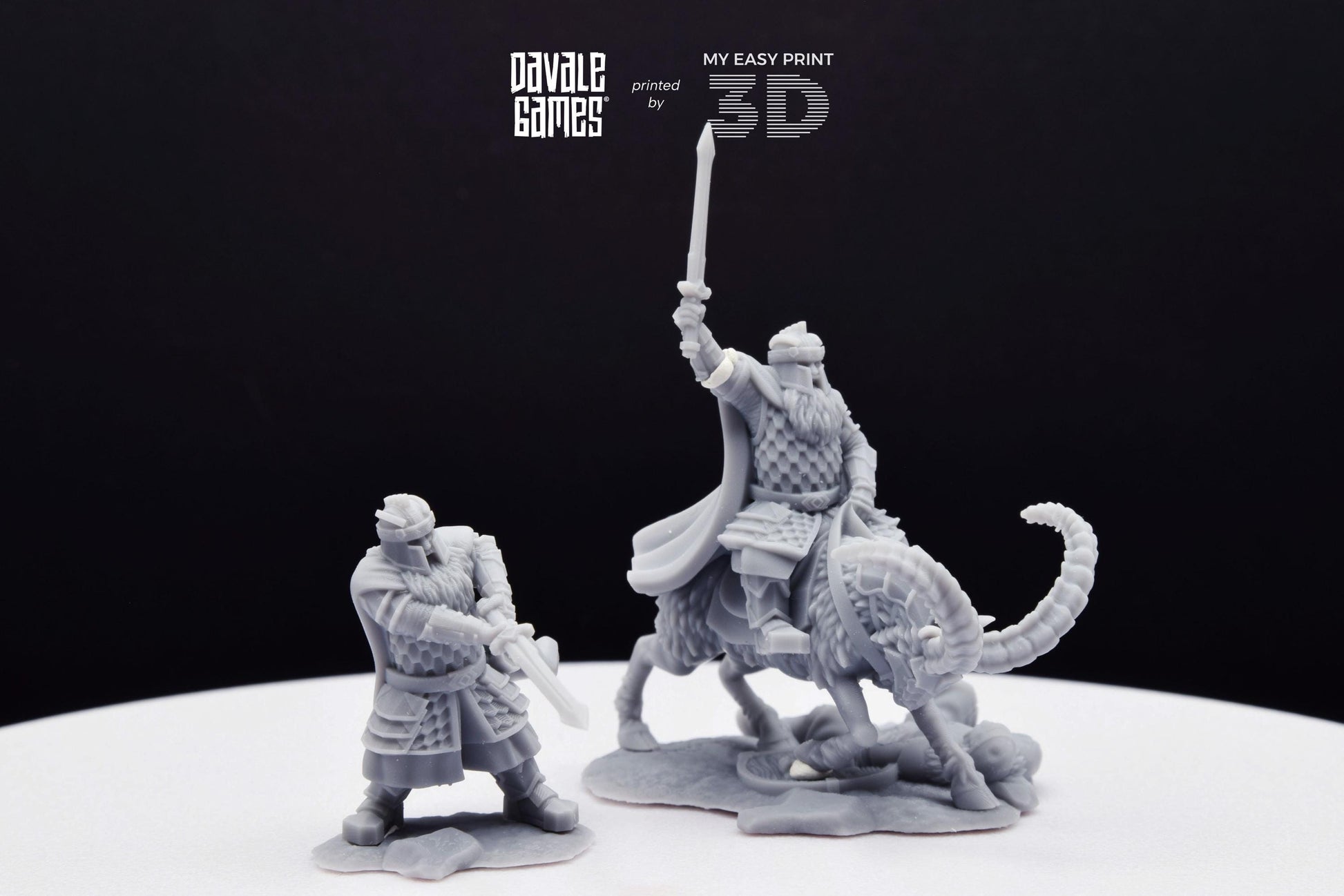 Silver Goat Dwarf Captain - Foot and Mounted - Davale Games - 3D Printed with high quality resin for LOTR/D&D games