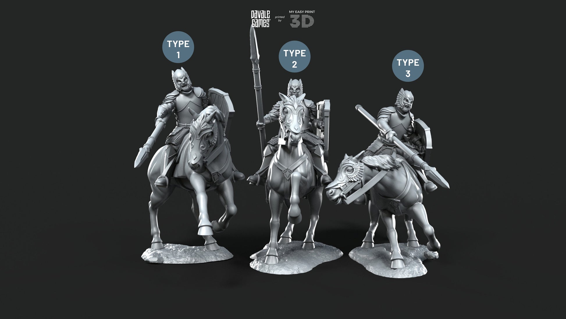 Grey Castle Knights - Davale Games - 3D Printed with high quality resin for LOTR/D&D games