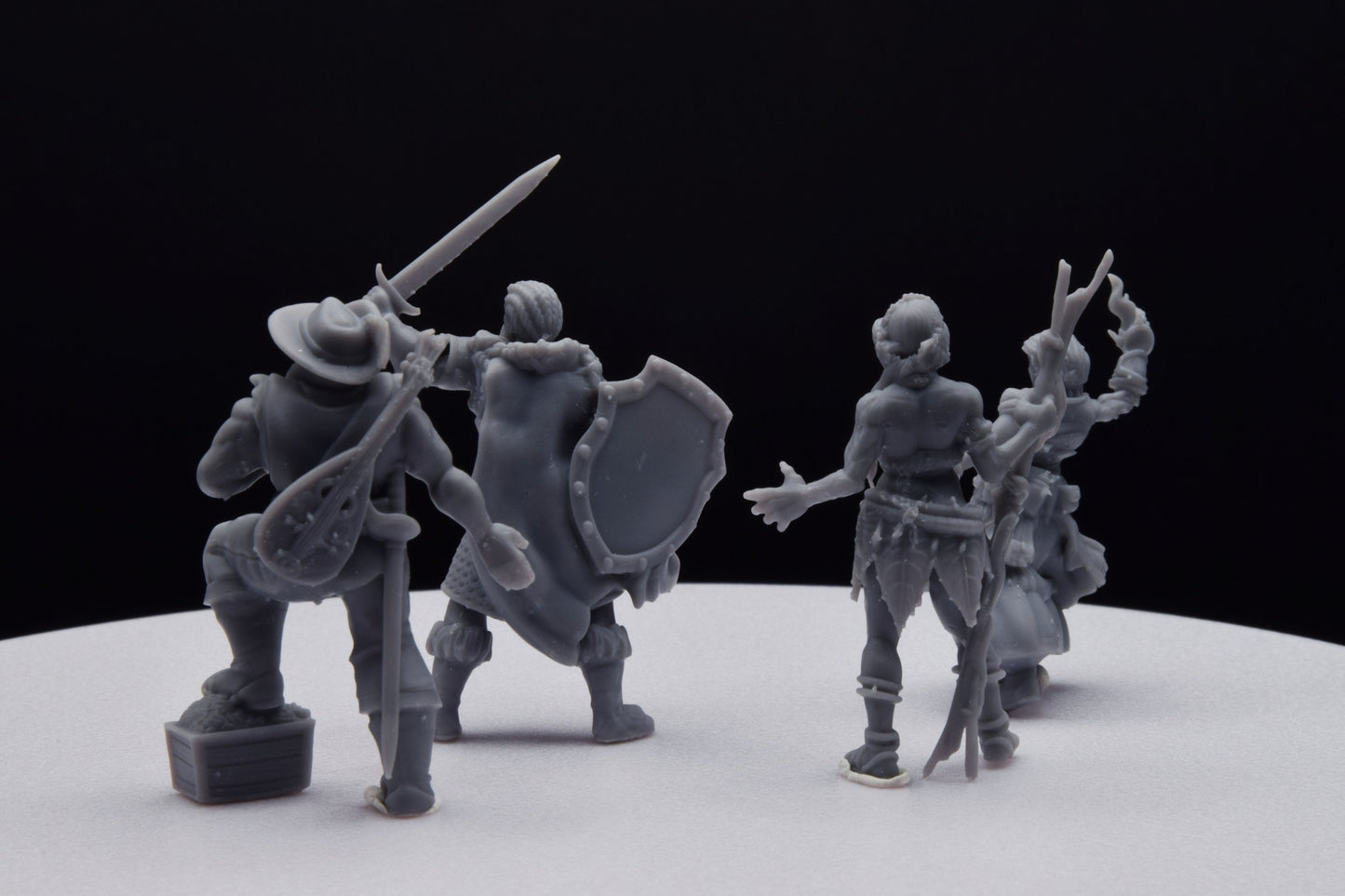 Hero Quest Mythic Tier - Bard Druid Knight Warlock - DILLONDOG - 3D Printed with high quality resin for HQ/D&D games