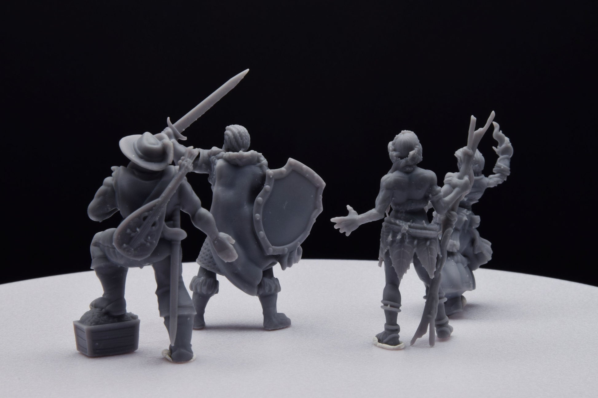 Hero Quest Mythic Tier - Bard Druid Knight Warlock - DILLONDOG - 3D Printed with high quality resin for HQ/D&D games