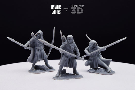 Grey Castle Rangers with Spear and Bow - Davale Games - 3D Printed with high quality resin for LOTR/D&D games
