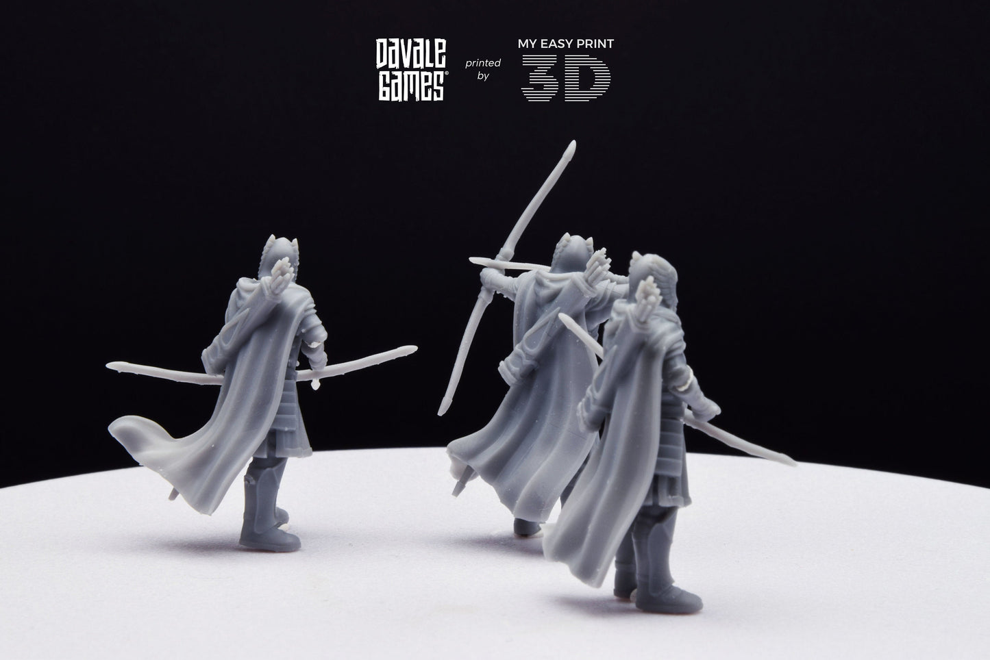 Grey Castle Guard with Long Bows - Davale Games - 3D Printed with high quality resin for LOTR/D&D games