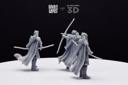 Grey Castle Guard with Long Bows - Davale Games - 3D Printed with high quality resin for LOTR/D&D games