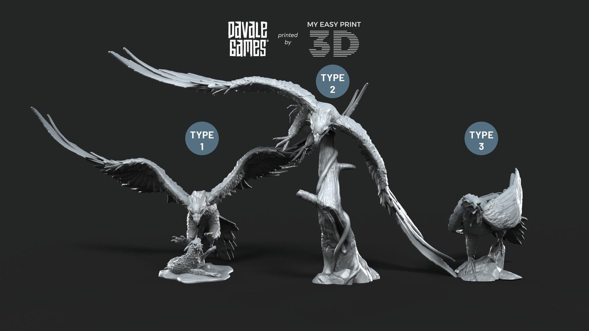 Eagles - Davale Games - 3D Printed with high quality resin for LOTR/D&D games