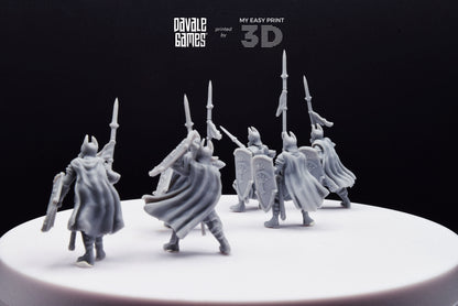 Old High Human Warriors Spearmen - Davale Games - 3D Printed with high quality resin for LOTR/D&D games