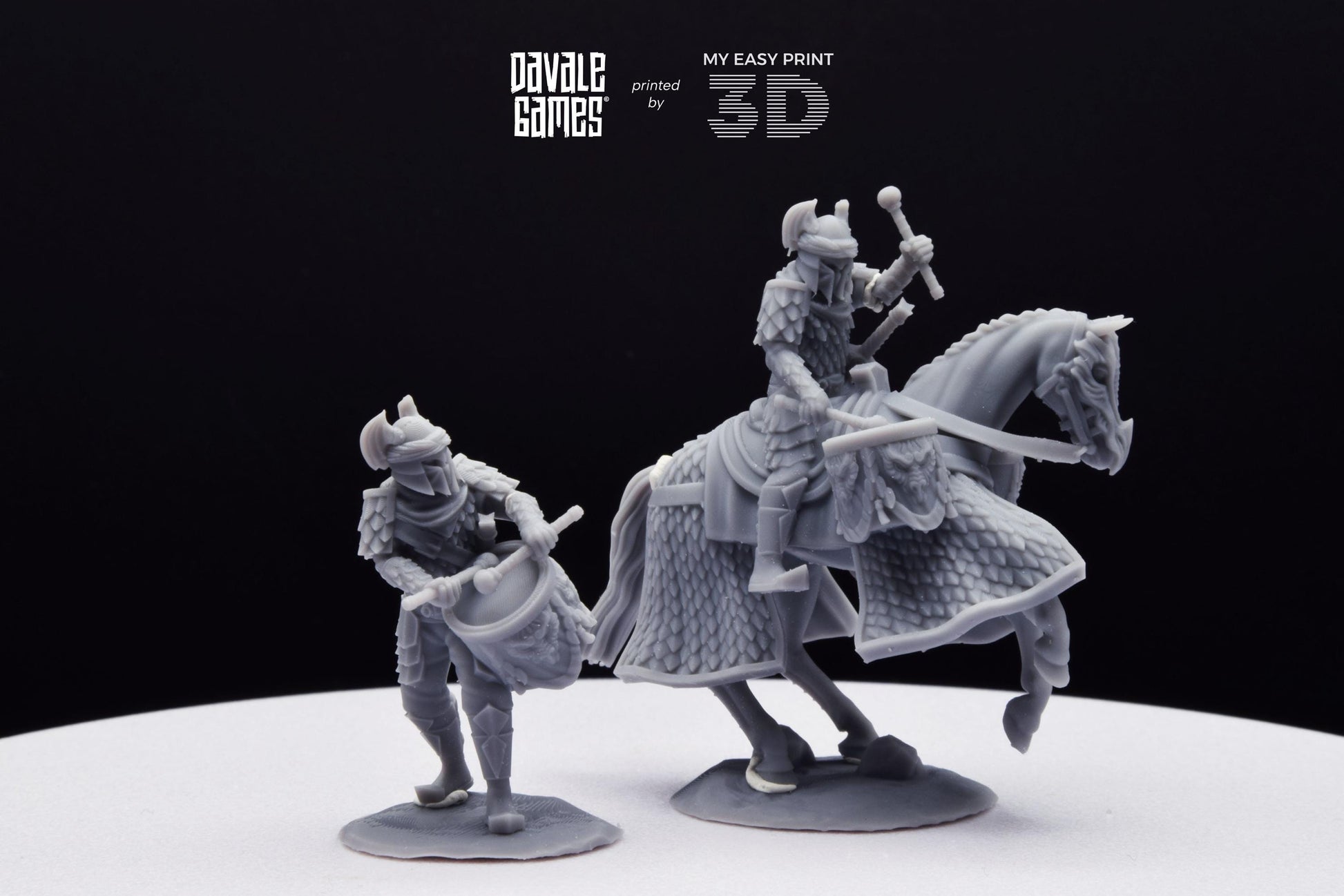Dragon Army Drummer - Foot and Mounted - Davale Games - 3D Printed with high quality resin for LOTR/D&D games