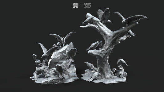 Flock of crows - Scenery - Davale Games - Mythological games - 3D Printed with high quality resin