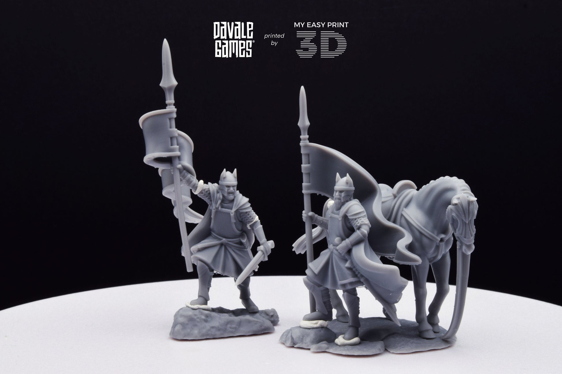 High Human Banner - Foot and Mounted - Davale Games - 3D Printed with high quality resin for LOTR/D&D games