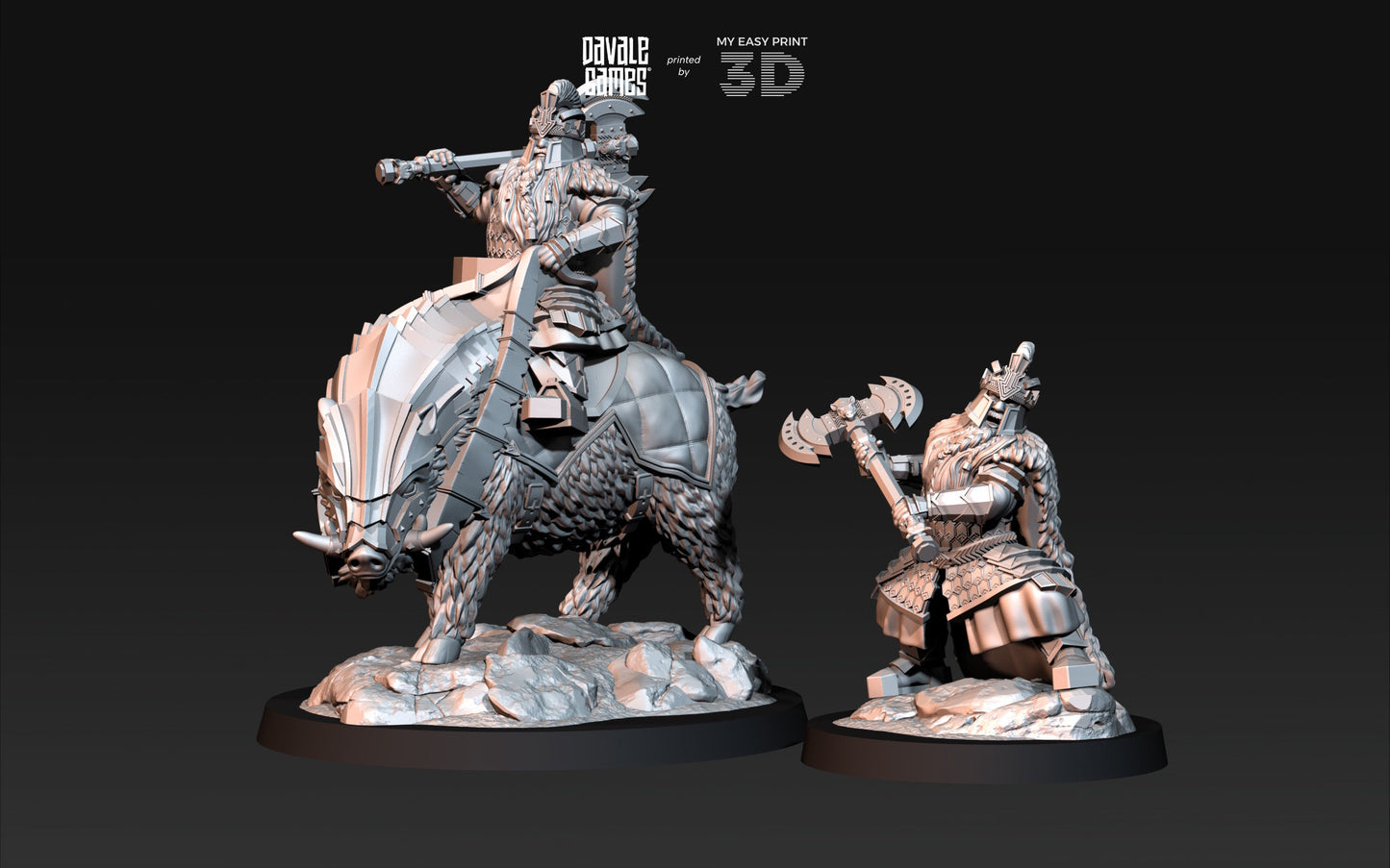 Silver Goat Dwarf Lord Iron - Foot and Mounted - Davale Games - 3D Printed with high quality resin for LOTR/D&D games